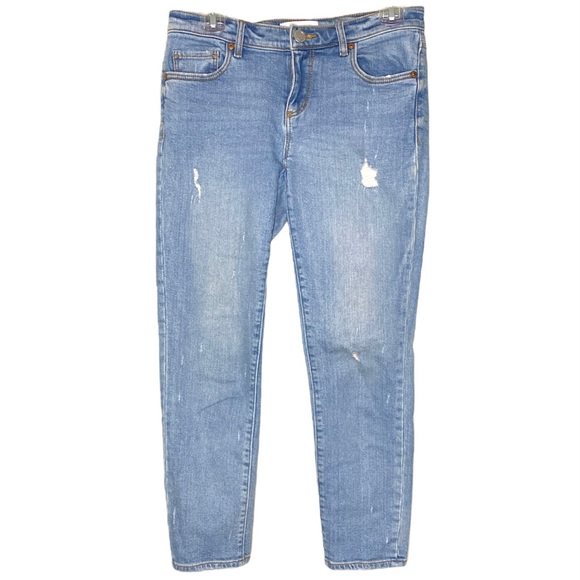 LOFT Modern Skinny Crop Jeans Light Wash Distressed Size 25/0 - Picture 1 of 6